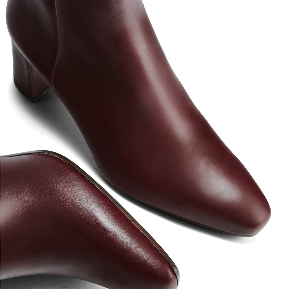 EUC Inez Women's Burgundy Leather Mid-Heel Ankle Booties 8.5 - Picture 12 of 15